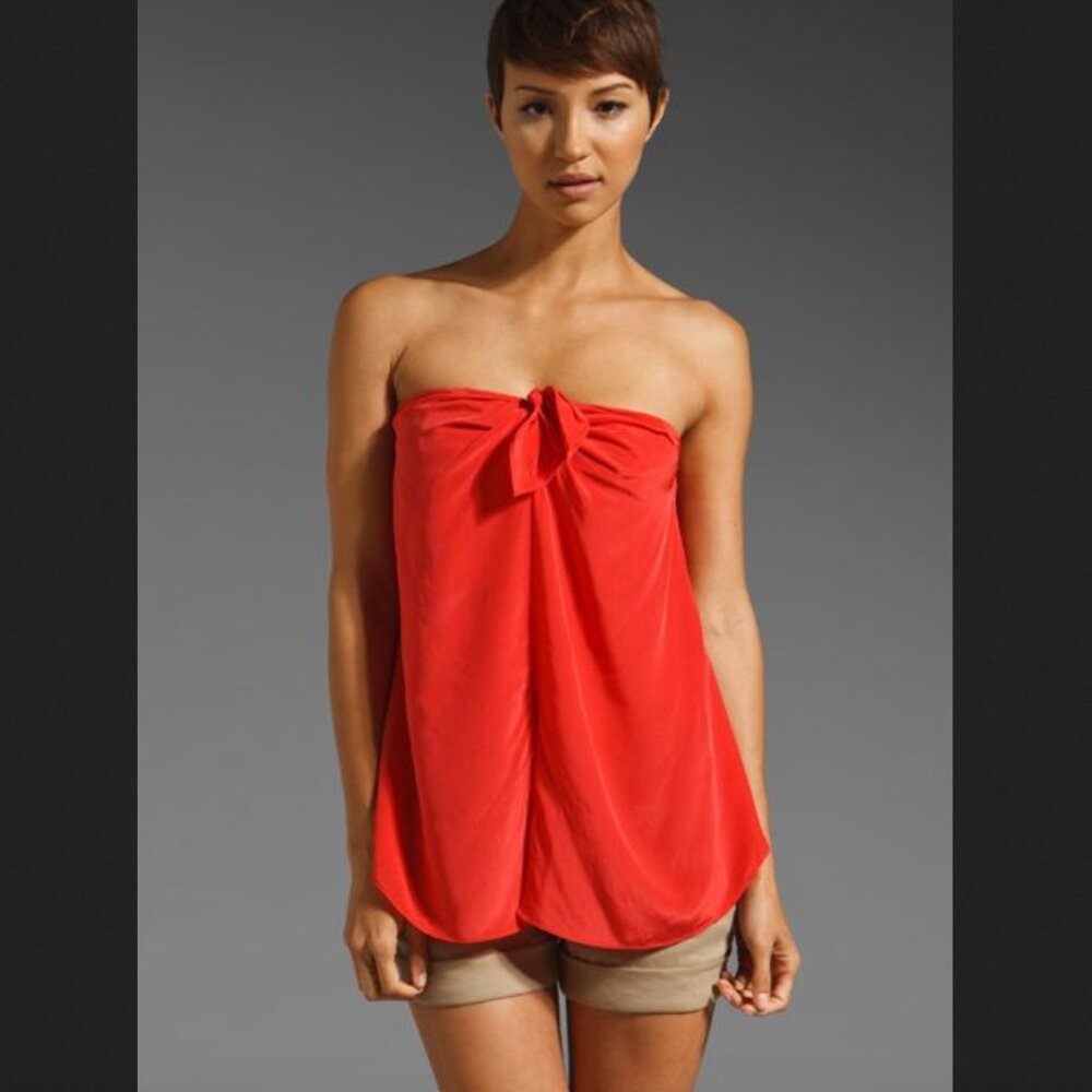 Elizabeth and James Adria Sarong Silk Top Red Small Strapless
